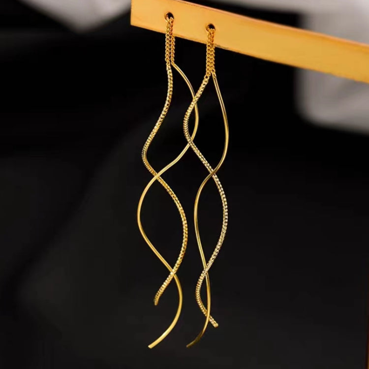 Sterling Silber Gewellte Quasten-Einfädler-Ohrringe