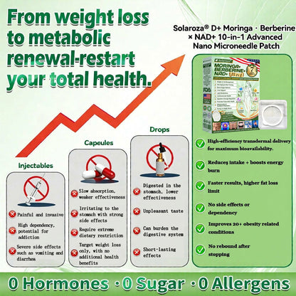 FDA Registered & GMP Certified  | 🧑‍⚕️🩺 Solaroza® Moringa & Berberine 10-IN-1 Advanced NanoMicroneedle Patch |  Backed by Scientific Evidence |10-in-1 Formula | Results in 5 Days🚀