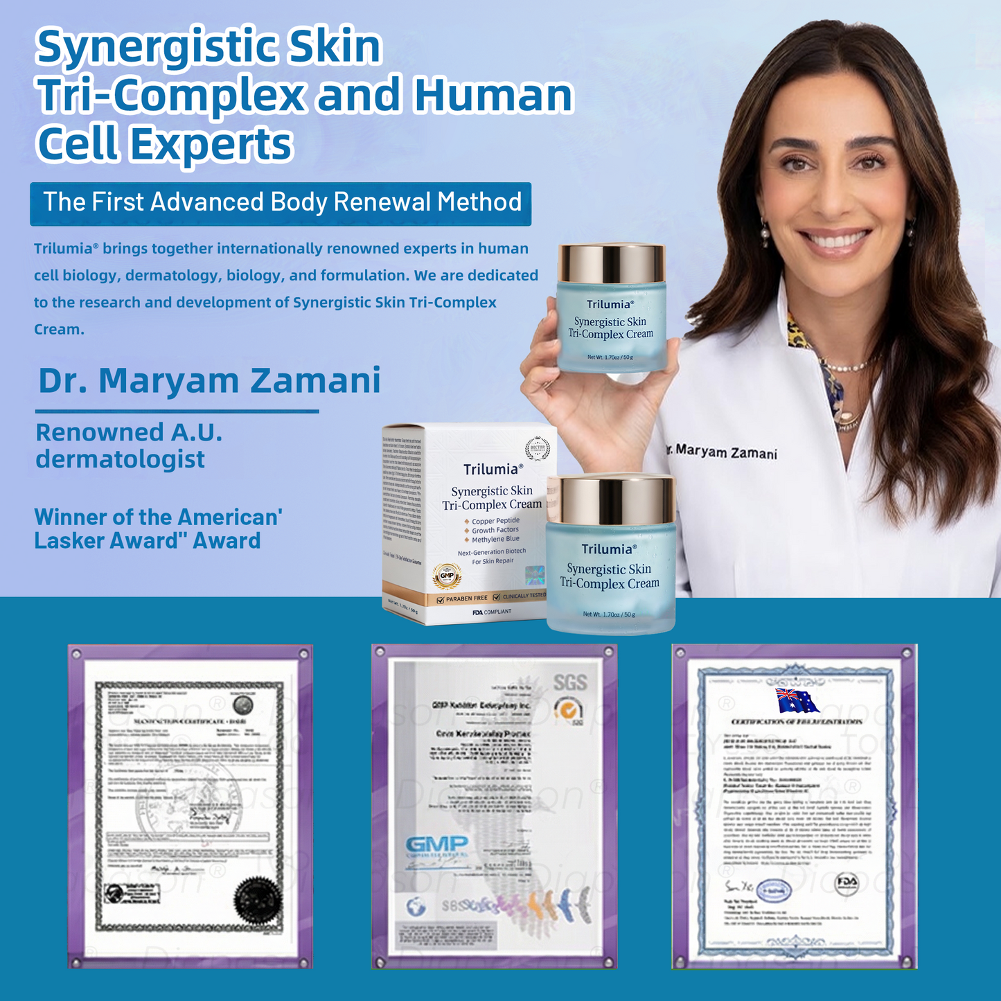 Trilumia® Synergistic Skin Tri-Complex Cream 💎(Copper Peptide+Growth Factors+Methylene Blue)🏆Next-Generation Biotech For Skin Repair